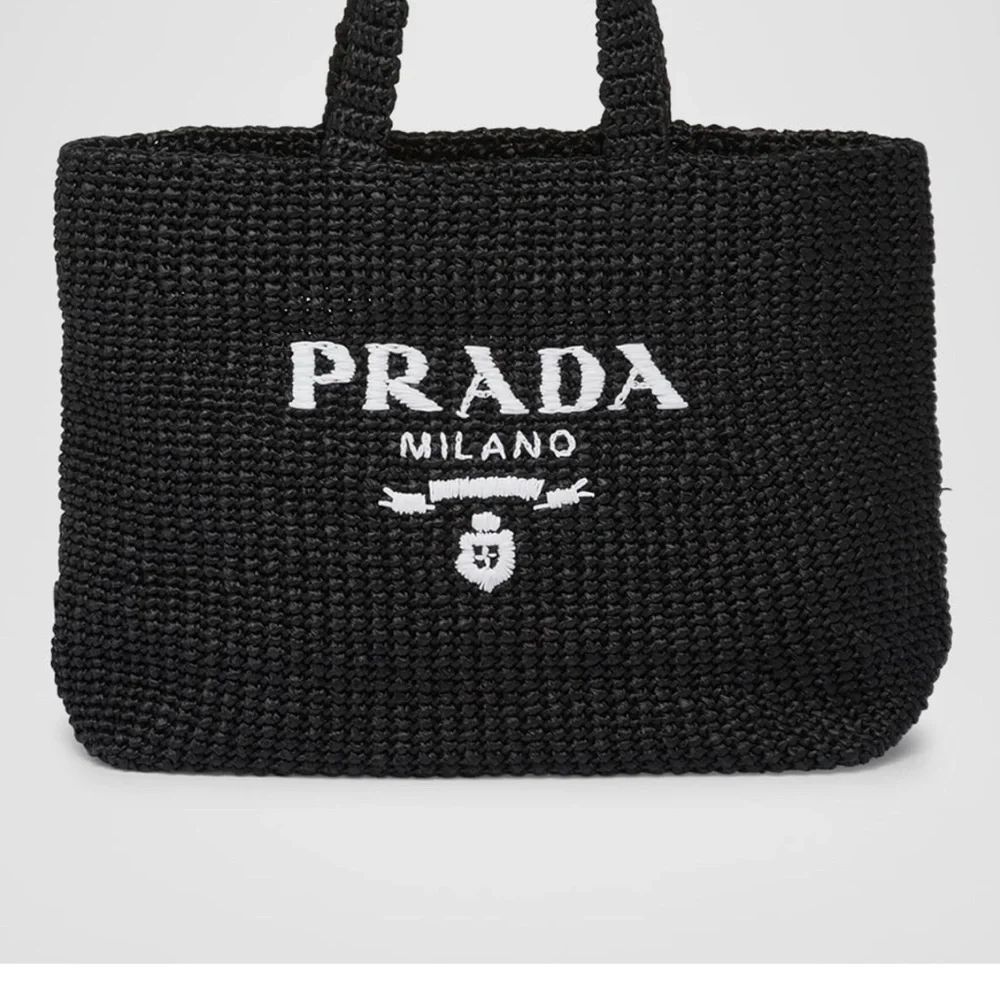 Prada Large Black and White Crochet Handbag - Picture 9 of 9